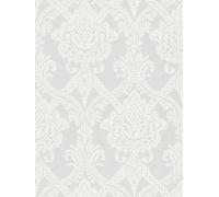 Papel Tapiz Blanco Diseño Barroco Con Efecto Metálico