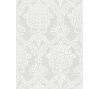 Papel Tapiz Blanco Diseño Barroco Con Efecto Metálico