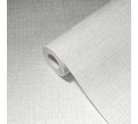 Papel Tapiz Blanco No Tejido Con Estructura De Lienzo - Blanco, Metálico