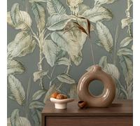 Papel Tapiz Boho De Hoja De Palma Verde Azulado Texturizado RASCH 571462