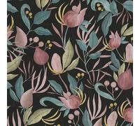 livingwalls papel pintado no tejido con motivo de flores y hojas en negro, azul, rosa, amarillo y verde - papel pintado floral 10,05 m x 0,53 m diseño de COSMOPOLITAN - 790622