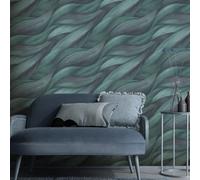Erismann Papel pintado vinílico 10257-18 – Efecto 3D, onda abstracta informal elegante – Teal