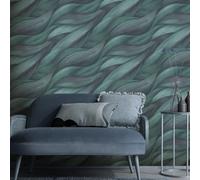 Papel Tapiz Casual Chic Onda Abstracta 10257-18 Azul Efecto 3D Vinilo Erismann