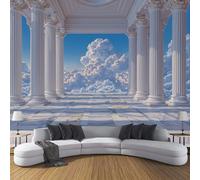 Papel Tapiz Cielo De Columnas Geométricas Murales - Minimalismo Mural de Pared Papel Tapiz Fotográfico para Tapiz Arte de Pared para Sala de Estar Dormitorio450x315cm Azul Cielo