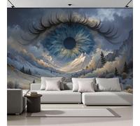 Papel Tapiz Cielo Ojos Montañas Camino Murales, Estampado Fantasía Paisaje. Mural de Pared Papel Gris azulado Fotográfico para Tapiz Pared para TV Sala Estar Dormitorio, 450Anx315Al cm Fotomural