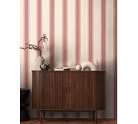 Papel Tapiz Clásico A Rayas Con Estructura Ligera De MICHALSKY - Crema, Rojo