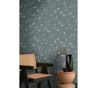 Papel Tapiz Con Diseño De Flores Y Acentos Brillantes - Verde, Plata