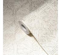 Papel Tapiz Con Diseño De Patrón Gráfico - Beige, Metálico