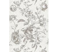 Papel Tapiz Con Diseño De Rosas Vintage - Gris, Crema