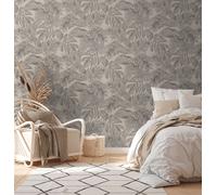 Papel Tapiz Con Diseño De Selva - Marrón, Gris, Beige