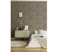 Papel Tapiz Con Diseño Floral En Efecto Acuarela - Marrón, Gris, Oro