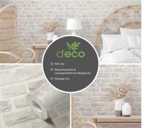 Papel Tapiz Con Efecto Piedra PVC Libre - Beige, Blanco