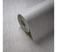 Papel Tapiz Con Estructura De Tejido Y Efecto Metálico - Gris