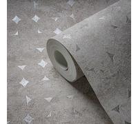 Papel Tapiz Con Formas Geométricas Ligeramente Brillantes - Beige, Plata