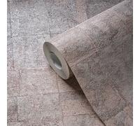 Papel Tapiz Con Patrón De Azulejos Y Efecto De Pátina - Beige, Gris