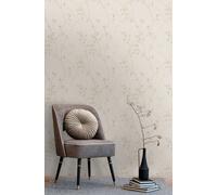 Papel Tapiz Con Patrón De Ramas Sutil Y Superficie Textil - Beige, Crema, Marrón