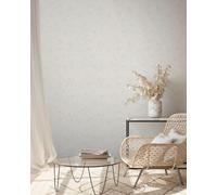 Papel Tapiz Con Patrón Floral - Gris, Blanco