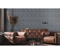 Papel Tapiz Con Patrón Geométrico Floral En Aspecto De Hoja - Negro, Antracita