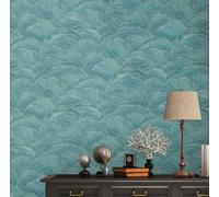 Livingwalls Travel Styles - Papel pintado no tejido, diseño de escamas, color azul y plateado, para varias habitaciones, 10,05 m x 0,53 m