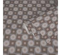 Papel Tapiz Con Patrón Retro Cuadrado Y Circular - Gris, Azul, Blanco