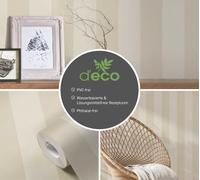 A.S. Création Natural Living 386652 - Papel pintado (10,05 x 0,53 m), diseño de rayas, color beige y blanco