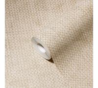 Papel Tapiz Crema-Beige Con Patrón Estructural Metálico