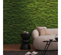 Papel Tapiz De Bosque Con Motivo De Musgo Y Un Gran Patrón Repetido - Verde