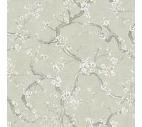 En Flor Papel Pintado Cereza Árbol Verde Salvia 78199-1 AS Creation Papel Pared