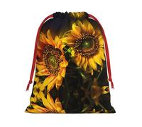 Papel tapiz de girasol naranja con impresión de 11.8 x 15.8 pulgadas, bolsa de regalo con cordón con cierre de cinta roja para Halloween y Navidad, para adultos