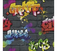 Papel Tapiz De Graffiti Negro - RASCH 237801 - Nuevo Decoración De Habitación