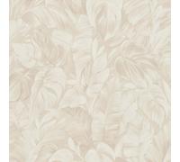 Papel Tapiz De Hoja De Palma Tropical Efecto Tela Vinilo Erismann 10416-02 Crema