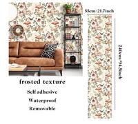 Papel Tapiz de Hongos Autoadhesivo Removible Boho 21.7Inch X 94.5Inch, Papel de de Hongos y Hojas de Bosque para Decoración de Encimeras y Gabinetes