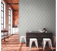 Papel Tapiz De Muestra En Estilo Art Déco Moderno - Gris, Metálico, Blanco