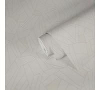 Papel Tapiz De No Tejido Con Rayas Y Efecto Brillante - Crema, Beige, Gris