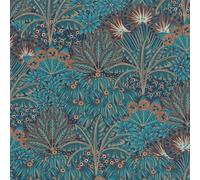 Papel Tapiz De Palmas Vinilo Azul Oro RASCH 711301 10m Rollo Decoración Tropical