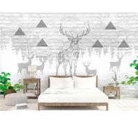 Papel tapiz de pared de ladrillo con diseño de alce de diamante tridimensional, decoración para sala de estar, pintura mural para cafetería y restaurante, 3D, 150 x 105 cm