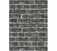 Papel Tapiz De Piedra Natural Con Ladrillos Gris Oscuro - Negro, Gris