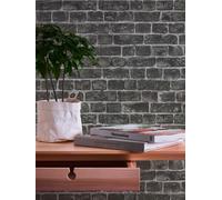 Papel Tapiz De Piedra Natural Con Ladrillos Gris Oscuro - Negro, Gris