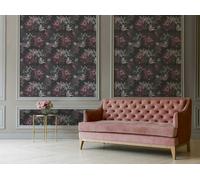 Papel Tapiz De Rosas Con Flores En Estilo De Pintura - Gris, Rosa, Verde