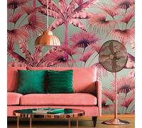 Papel Tapiz De Selva Con Patrón Colorido - Azul, Rosa, Rosa