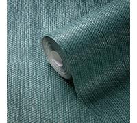 Papel Tapiz De Una Sola Color En Textura Textil - Verde, Verde Oscuro