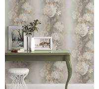 Papel Tapiz De Vinilo Elegante Erismann 10513-27 Aurora Floral Para Pared Taupe