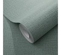 Papel Tapiz De Vinilo Verde Oceánico Efecto Lino Dolce Erismann Opus 10463-07