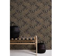 Papel Tapiz Elegante Con Diseño De Flores De Selva - Negro, Dorado, Bronce