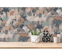 Papel Tapiz En Colores Sutiles Con Animales - Colorido, Marrón, Rosa