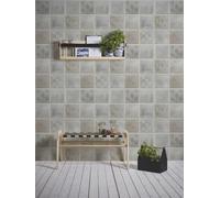 Papel Tapiz En Diseño De Mosaico Y Azulejos - Beige, Gris, Azul