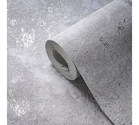 Papel Tapiz En Efecto De Yeso Grueso Con Acentos - Gris, Plata, Metálico
