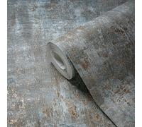 Livingwalls Papel pintado 396704 Industrial - papel pintado de hormigón de alta calidad en verde con efecto metálico en cobre - papel pintado con aspecto de escayola en 10,05m x 0,53m