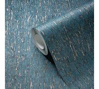 Livingwalls Papel pintado azul petróleo - Papel pintado con patrón pequeño 395621 - Papel pintado con estructura de alta calidad con efecto metálico en cobre dorado - 10,05 m x 0,53 m - Fabricado en