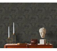 Papel Tapiz En Estilo Barroco Con Ornamentos - Negro, Azul, Amarillo